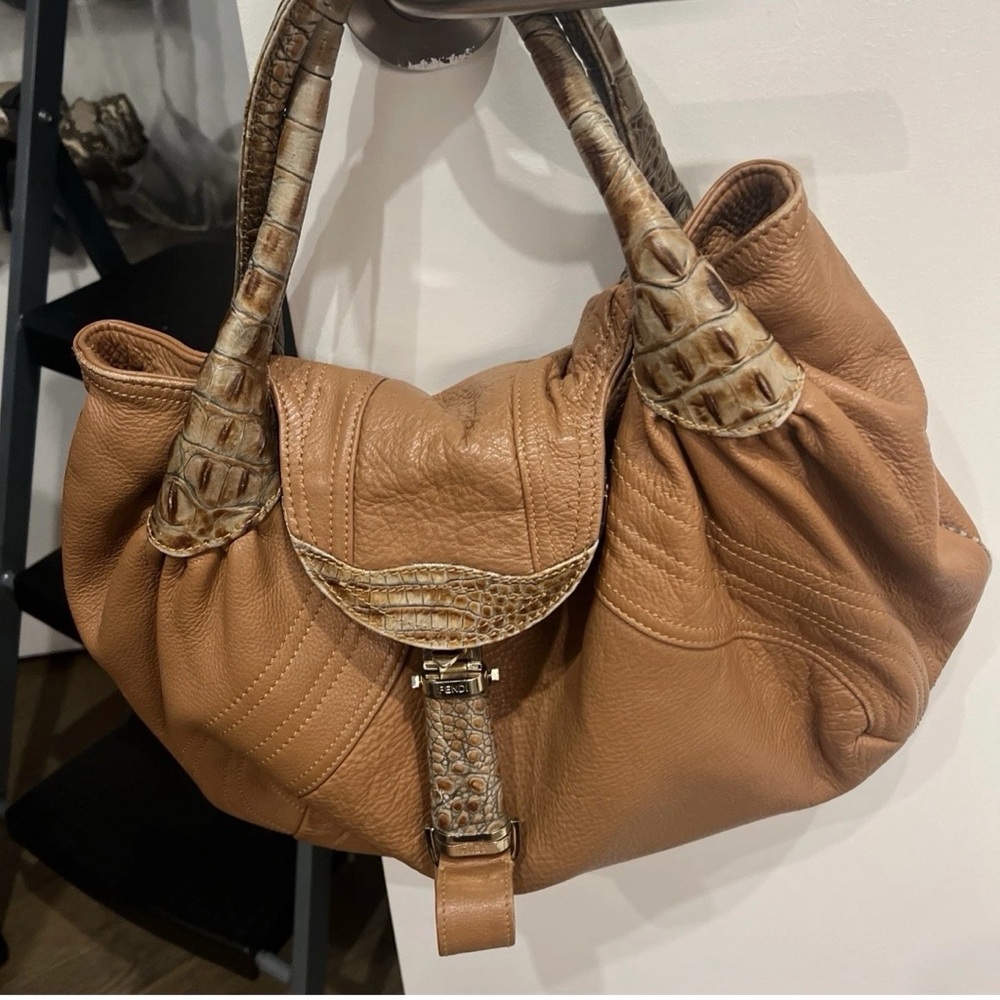 Fendi Tan and Brown Leather Hobo Bag